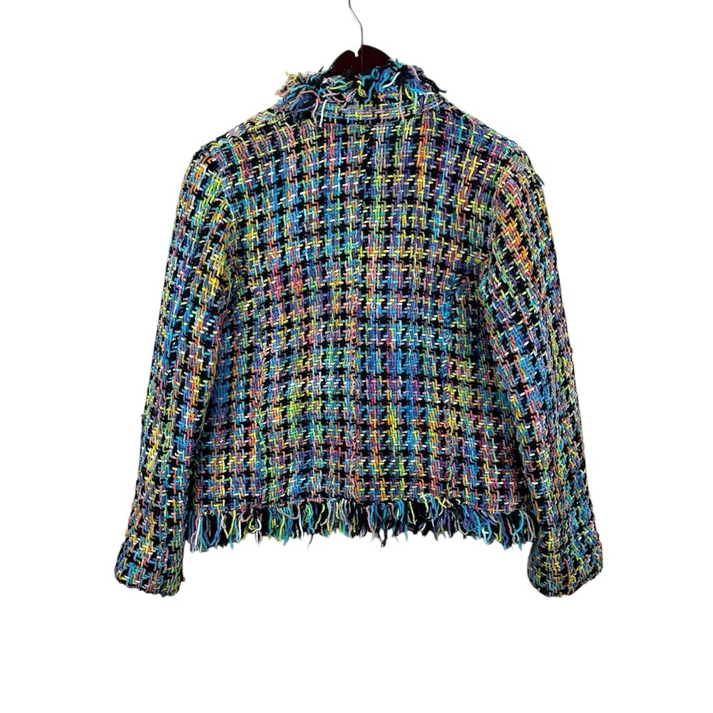 Vintage Rainbow Yarn Jacket Patchwork Blazer Retr… - image 2